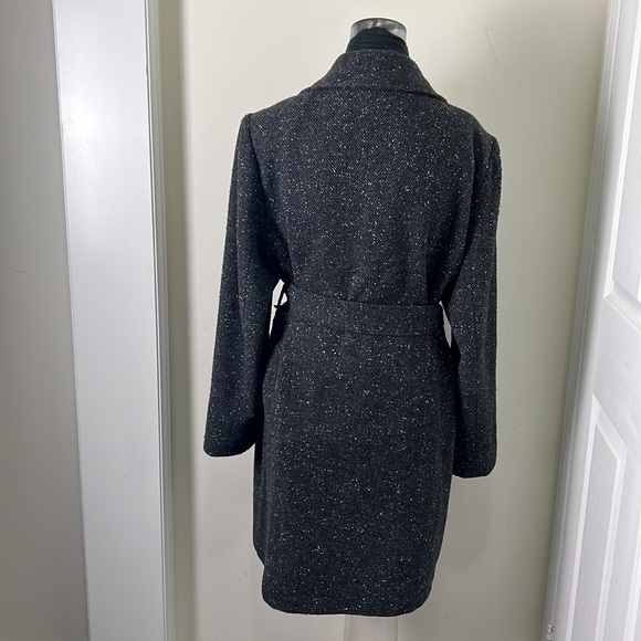 Utex D Vintage Tweed Herringbone Belted Outerwear Slouch Trench Coat Size Large - Picture 2 of 16